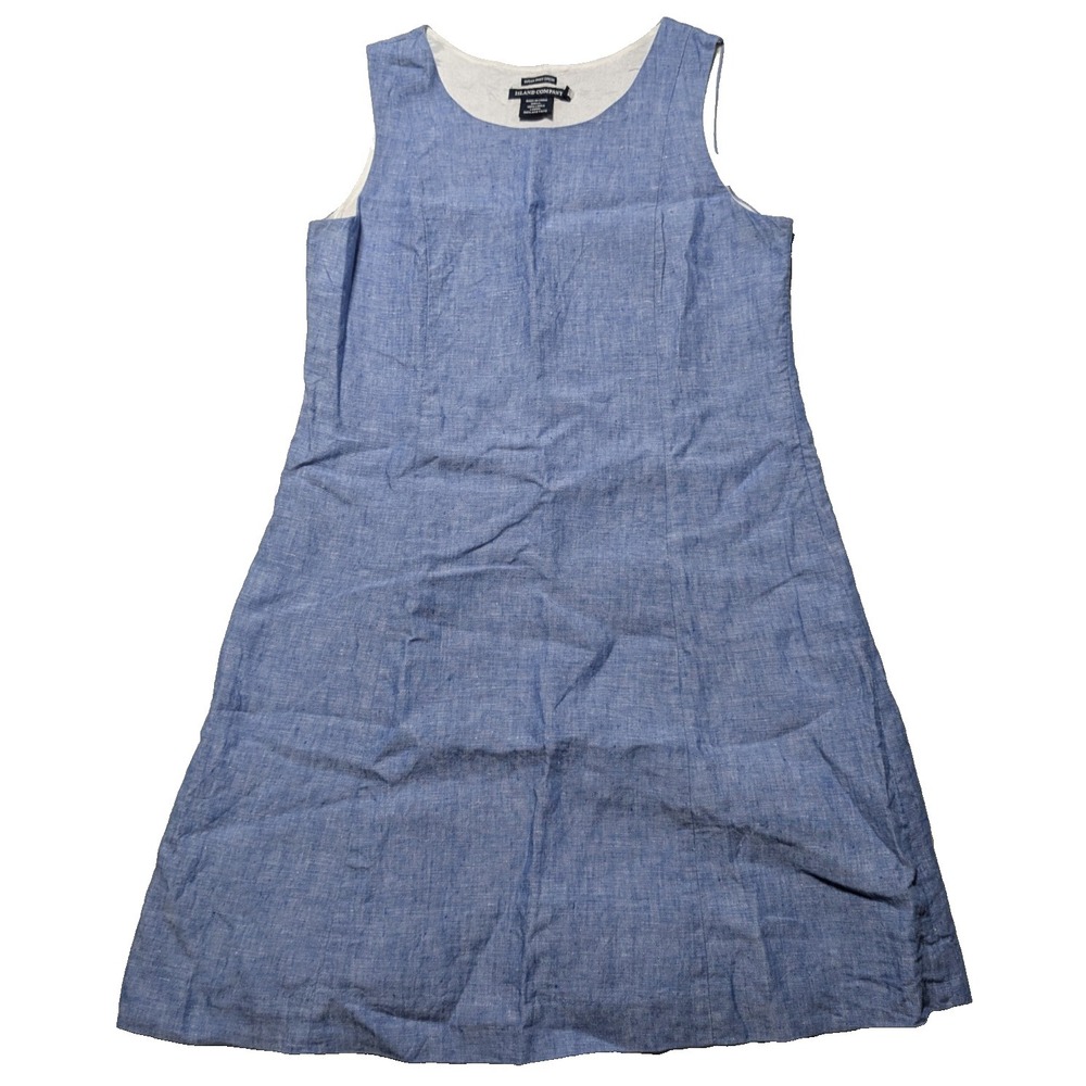 Island Company Linen Suger Shift‎ Dress Blue Lined  - Women Medium